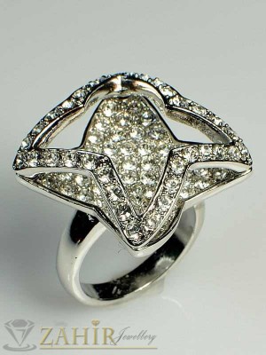 Луксозен висококачествен пръстен с цирконии - P1082